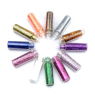 12PCS Multi color Glitter Powder Nail Art Decorations