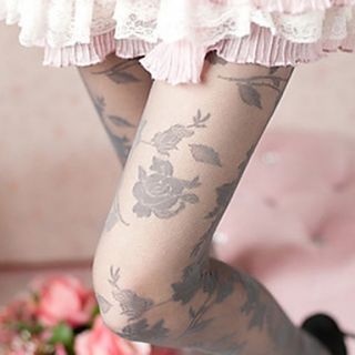 Rose Print Lace Fishnet Legging