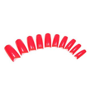 100PCS Red Pure Color French Full Cover Nail Tips