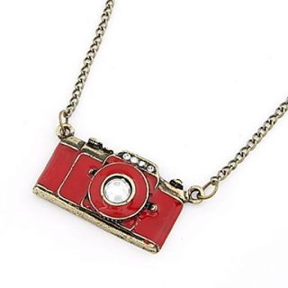 Vintage Alloy With Rhinestone Camera Shaped Pendant Womens Necklace(More Colors)