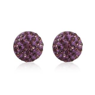 Elegant Purple Polymer Clay Platinum Plated With Diamond Womens Earrings