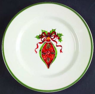 Christopher Radko Holiday Celebrations (Green Trim) Salad Plate, Fine China Dinn