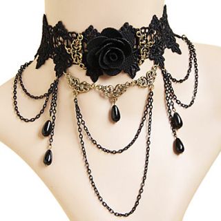Fashionable Gothic Black Rose Necklace