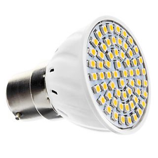 B22 4.5W 60x3528SMD 240LM 3000 3500K Warm White Light LED Spot Bulb (220 240V)