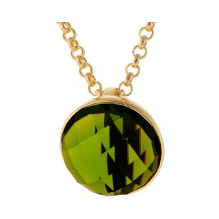 ATHRA 14K Gold Plated Green Resin Half Dome Pendant, Womens