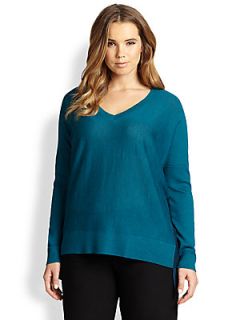 Eileen Fisher, Sizes 14 24 Alpaca V Neck Top   Arctic Green