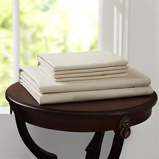 Beige Solid 500TC Cotton Fitted Sheet, 15 Depth Elastic Band