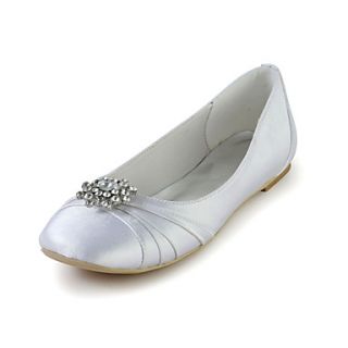Bridal Satin Flat Heel Flats with Rhinestone Wedding/Special Occasion Shoes(More Colors)