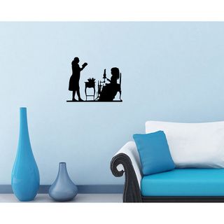 Girl And Teacher Vinyl Wall Decal Sticker (Glossy blackEasy to applyDimensions 25 inches wide x 35 inches long )