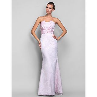 Trumpet/Mermaid Strapless Floor length Lace And Satin Evening Dress (753057)