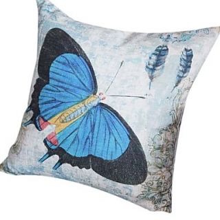 18 Square Butterfly Cotton/Linen Decorative Pillow Cover