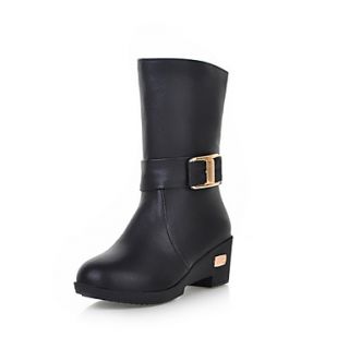 Tasteful Leatherette Chunky Heel Ankle Boots with Buckle Casual Shoes(More Colors)