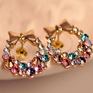 Super flash colorful colorful diamond stud earrings bow