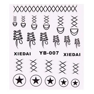 5PCS New Water Transfer Printing Nail Art Stickers (No.7 12,Assorted Colors)