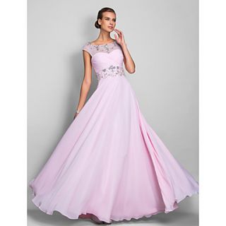 A line Scoop Floor length Chiffon Evening/Prom Dress (699415)