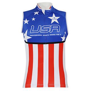 Kooplus2013 Championship Jersey America 100% Polyester Wicking Fibers Sleeveless Cycling Vest with Reflective Tape