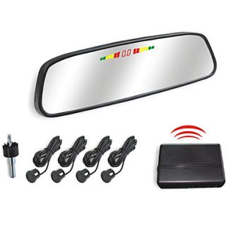 Car Rearview Mirror with 4 Wireless Radar Parking Sensor System LED Display and Buzzer Alarm