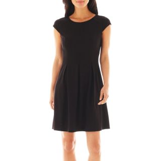 Alyx Cap Sleeve Fit and Flare Dress   Petite, Black