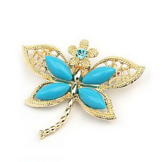 Fashion Alloy With Rhinestone/Resin Dragonfly Shaped Brooch(Random Color Delivery)