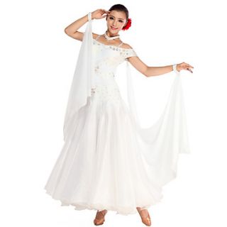 Performance Dancewear Spandex With Tulle Rhinestone Modern Dance Dress for Ladies