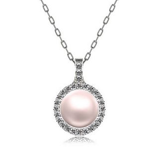 Fashionable Shiny Rhinestones Pearl Pendant Necklace For Women