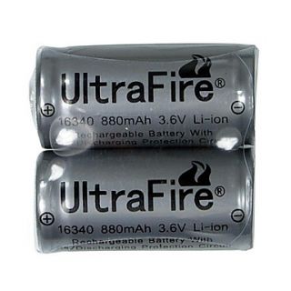 Ultrafire 3.6V 880mAh LC 16340 Protected CR123A Battery 2 Pack