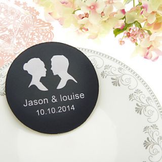 Personalized Silhouettes Wedding Coasters Set of 4(More Colors)