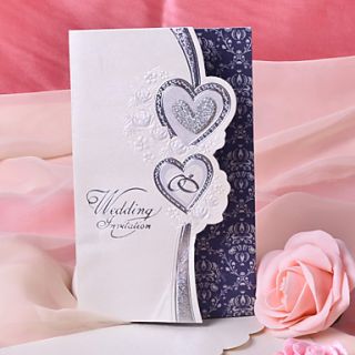 Double Heart Design Wedding Invitation   Set of 50