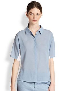 J Brand Ready To Wear Hay Two Tone Voile Shirt   Pale Indigo