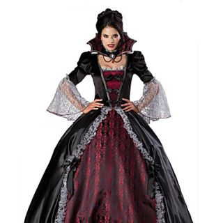 Bloodthirsty Vampire Burgundy and Black Deluxe Floor length Dress Womens Halloween Costume