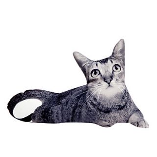 19.5 Animal Gray Cat Shape Novelty Decorative Pillow with Insert