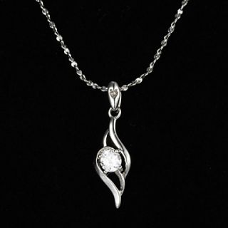 Beautiful Sterling Silver With Rhinestone Womens Necklace