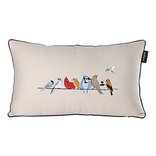 20 Rectangular Birds Cotton Embroidered Decorative Pillow Cover