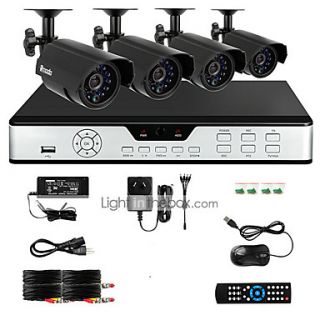 Zmodo 4 CH Key DVR 4 Outdoor 600TVL Day Night CCTV Home Security Camera System