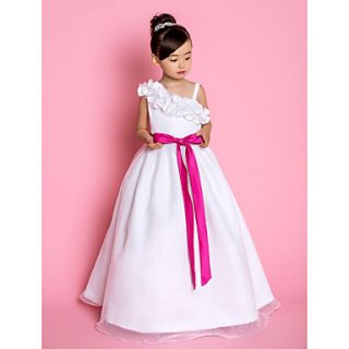 A line Princess Straps Floor length Organza And Satin Flower Girl Dress (733961)