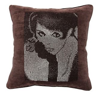 18 Square Sexy Girl Pattern Cut Velvet Decorative Pillow Cover