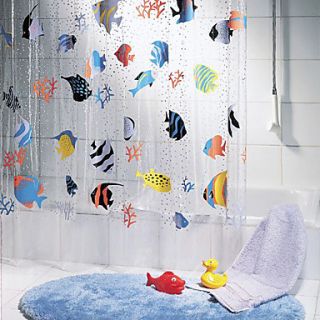 Tropical Fish Pattern PVC Shower Curtain