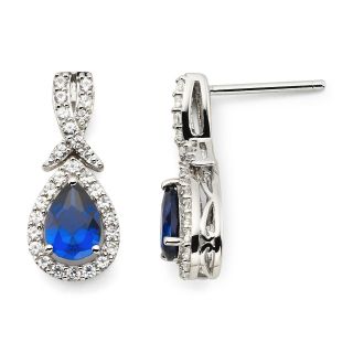 Lab Created Blue & White Sapphire Earrings, Womens