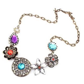 European and American retro gorgeous delicate flowers diamond necklace N158