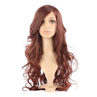 Capless High Quality Synthetic Wavy Chocolate Brown Fashional Hair Wigs