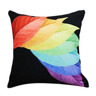 18 Square Leaves Print Polyester Decorative Pillow Cover