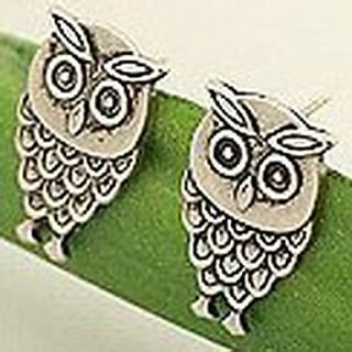European and American style cute retro owl earrings earrings (random color)