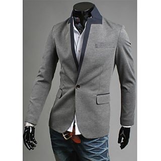 Mens stand collar contrast color placket casual suit outwear