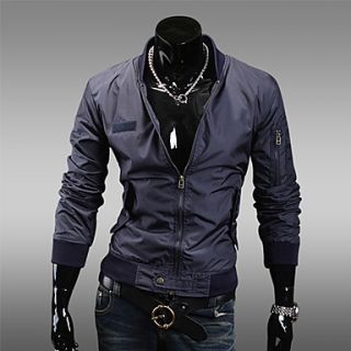Mens stand collar thin pure color jacket