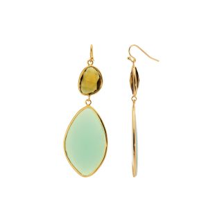 ATHRA 14K Gold Plated Aqua & Smoky Resin Double Drop Earrings, Womens