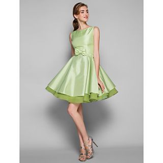 A line Bateau Short/Mini Taffeta Bridesmaid Dress (808905)