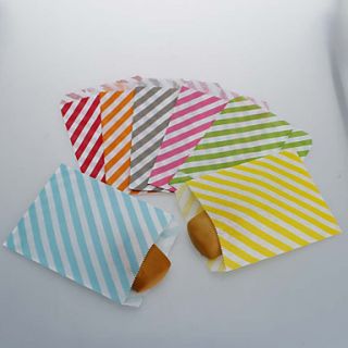 Striped Craft Paper Food Favor Bags (More Colors) Set of 12