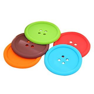 Button Design Thick Felted Cup Coaster A HLI 83938(Random Color)