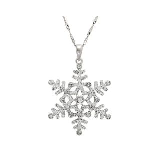 Sterling Silver Crystal Snowflake Pendant, Womens