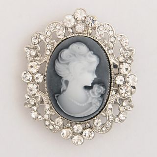 Multicolor Rhinestone Classic Queen Carved Brooch